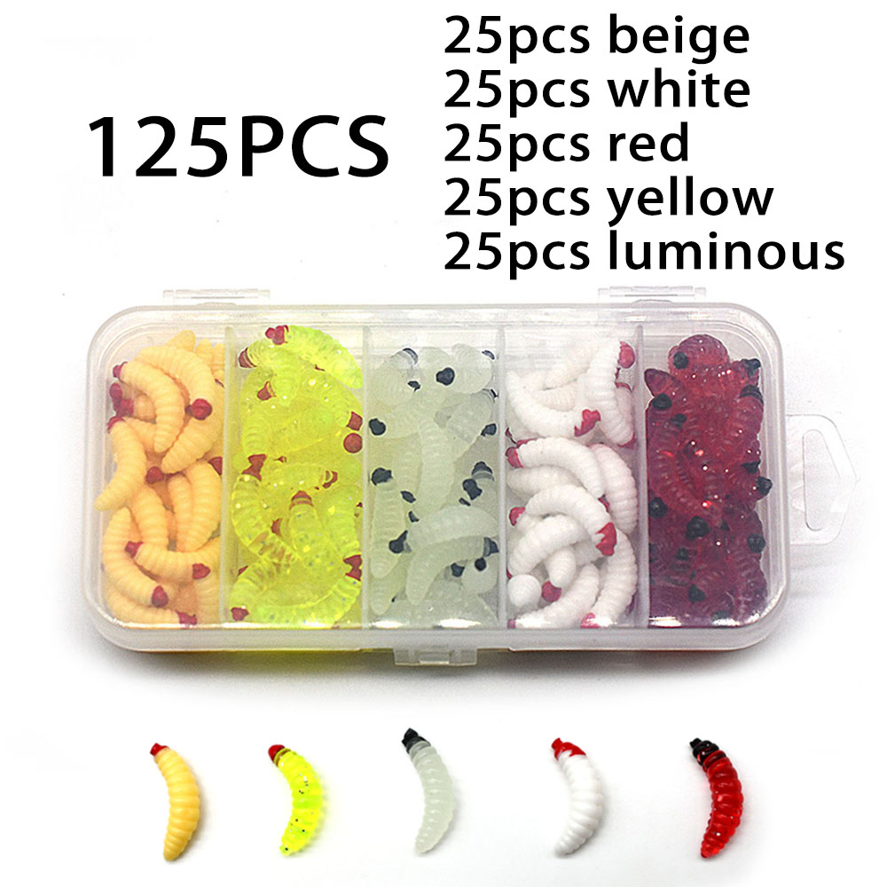 Fishing Lure Soft Plastic - 125 Stück Regenwurm-Angelköder, 5 Farben, weicher